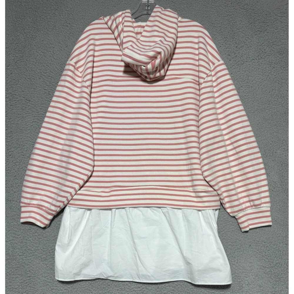 Pilcro by Anthropologie Oversized Striped Hooded Sweatshirt Twofer Mini Dress M - Picture 5 of 7